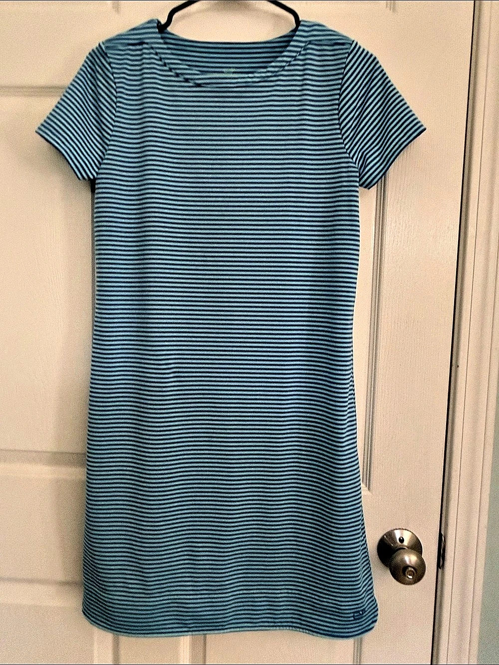 Vineyard Vines Sankaty Stripe Dress Striped Mini Dress Blue & Green XL Girls-bat